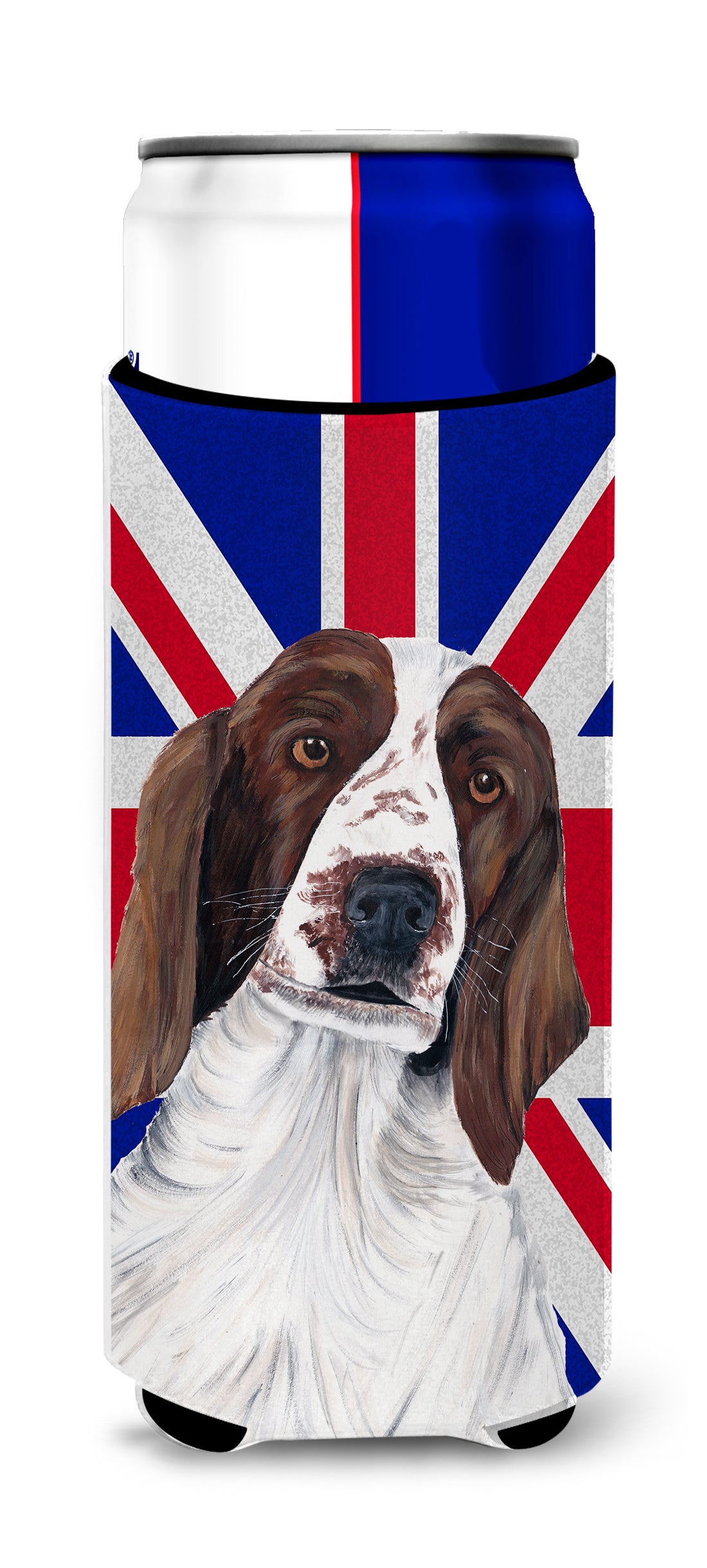 Springer Spaniel with English Union Jack British Flag Ultra Beverage Insulators for slim cans SC9837MUK.