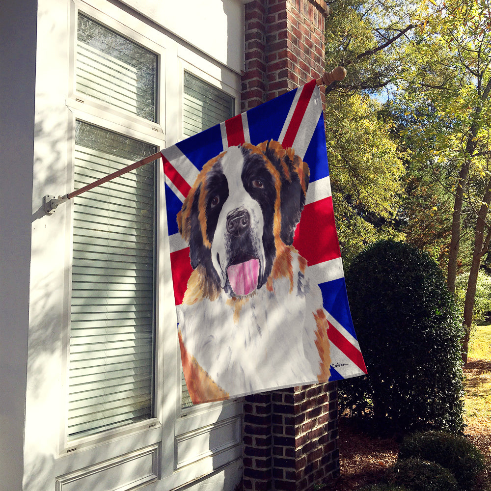 Saint Bernard with English Union Jack British Flag Flag Canvas House Size SC9839CHF  the-store.com.