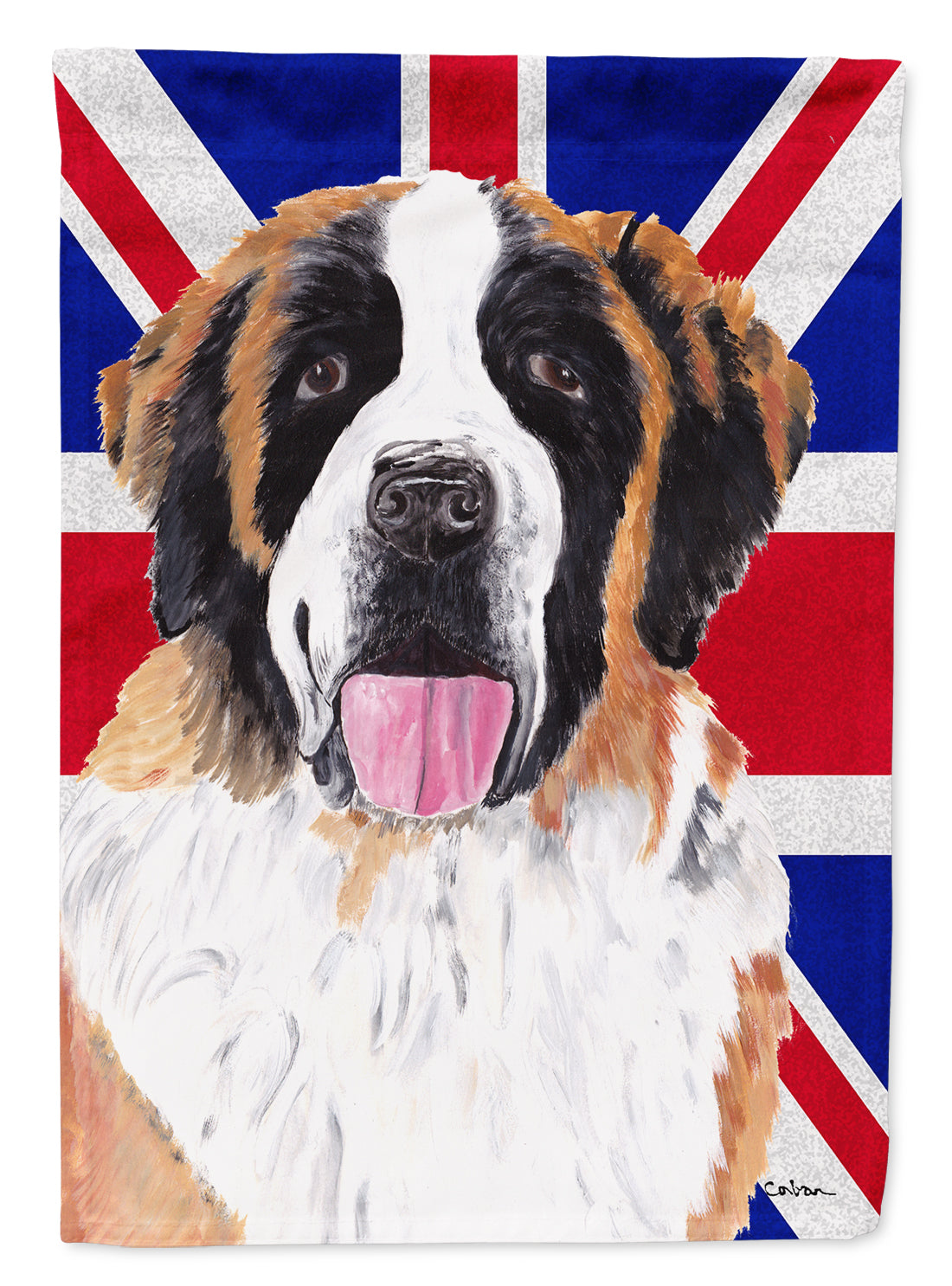 Saint Bernard with English Union Jack British Flag Flag Garden Size SC9839GF  the-store.com.