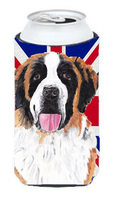 Saint Bernard with English Union Jack British Flag Tall Boy Beverage Insulator Hugger SC9839TBC by Caroline's Treasures