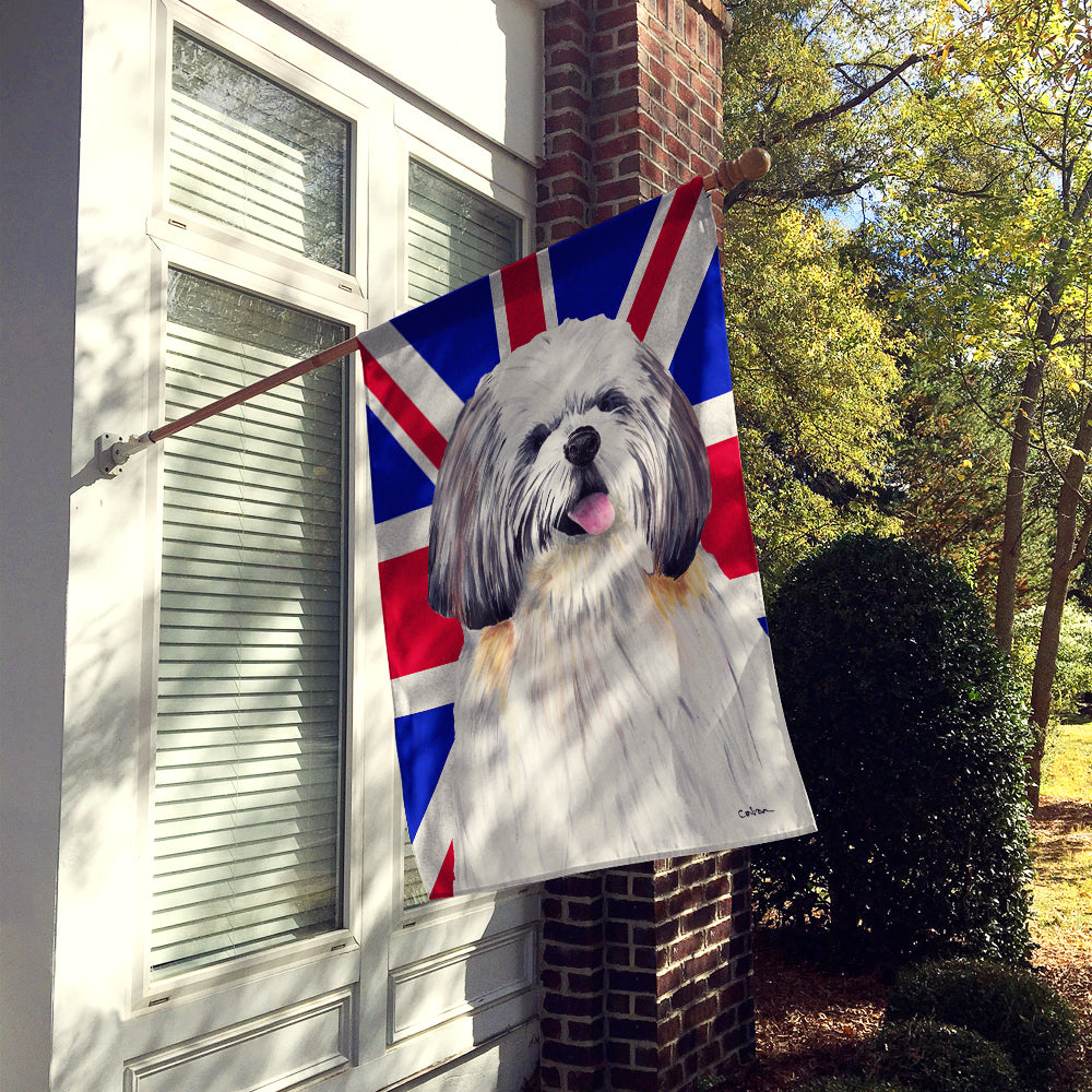 Shih Tzu with English Union Jack British Flag Flag Canvas House Size SC9840CHF  the-store.com.