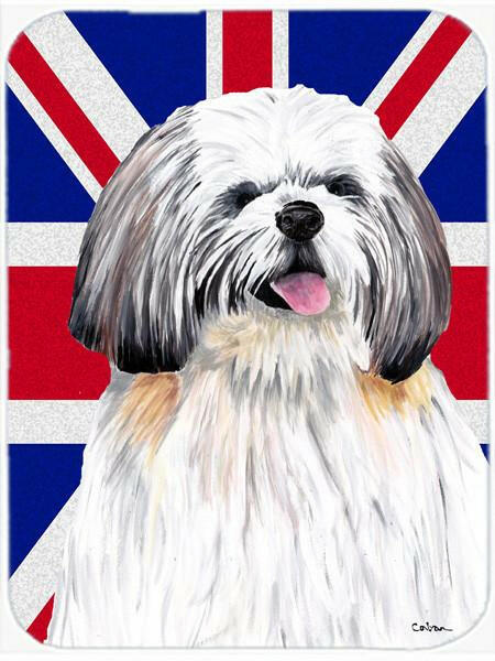 Shih Tzu with English Union Jack British Flag Glass Cutting Board Large Size SC9840LCB by Caroline's Treasures