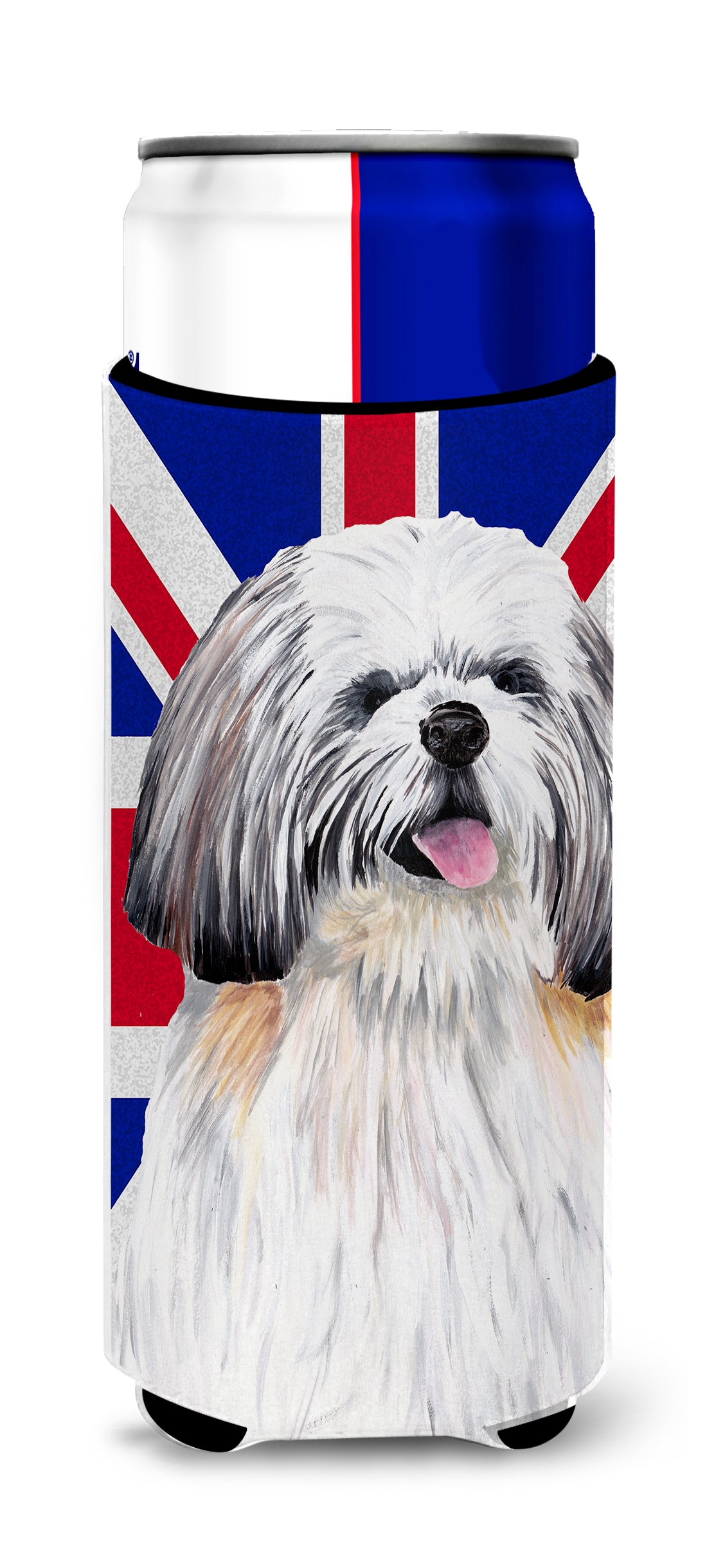 Shih Tzu with English Union Jack British Flag Ultra Beverage Insulators for slim cans SC9840MUK.