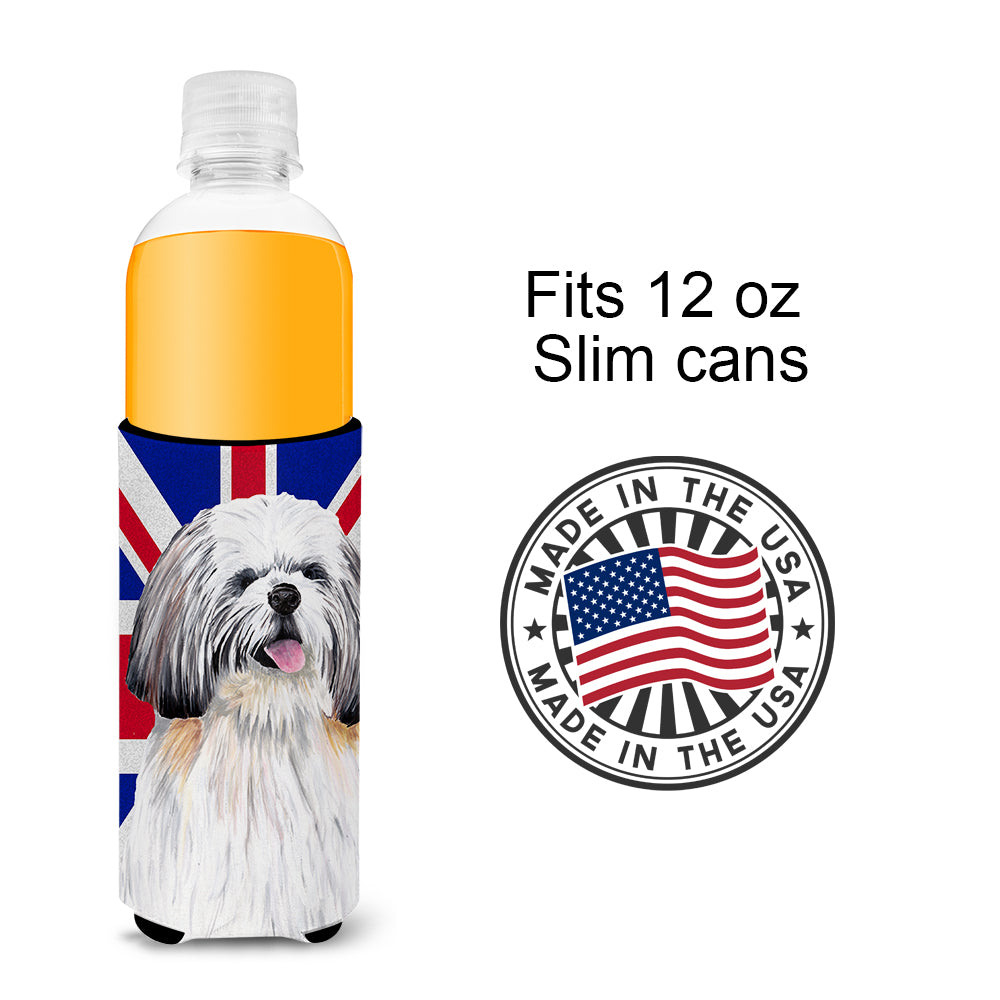 Shih Tzu with English Union Jack British Flag Ultra Beverage Insulators for slim cans SC9840MUK.