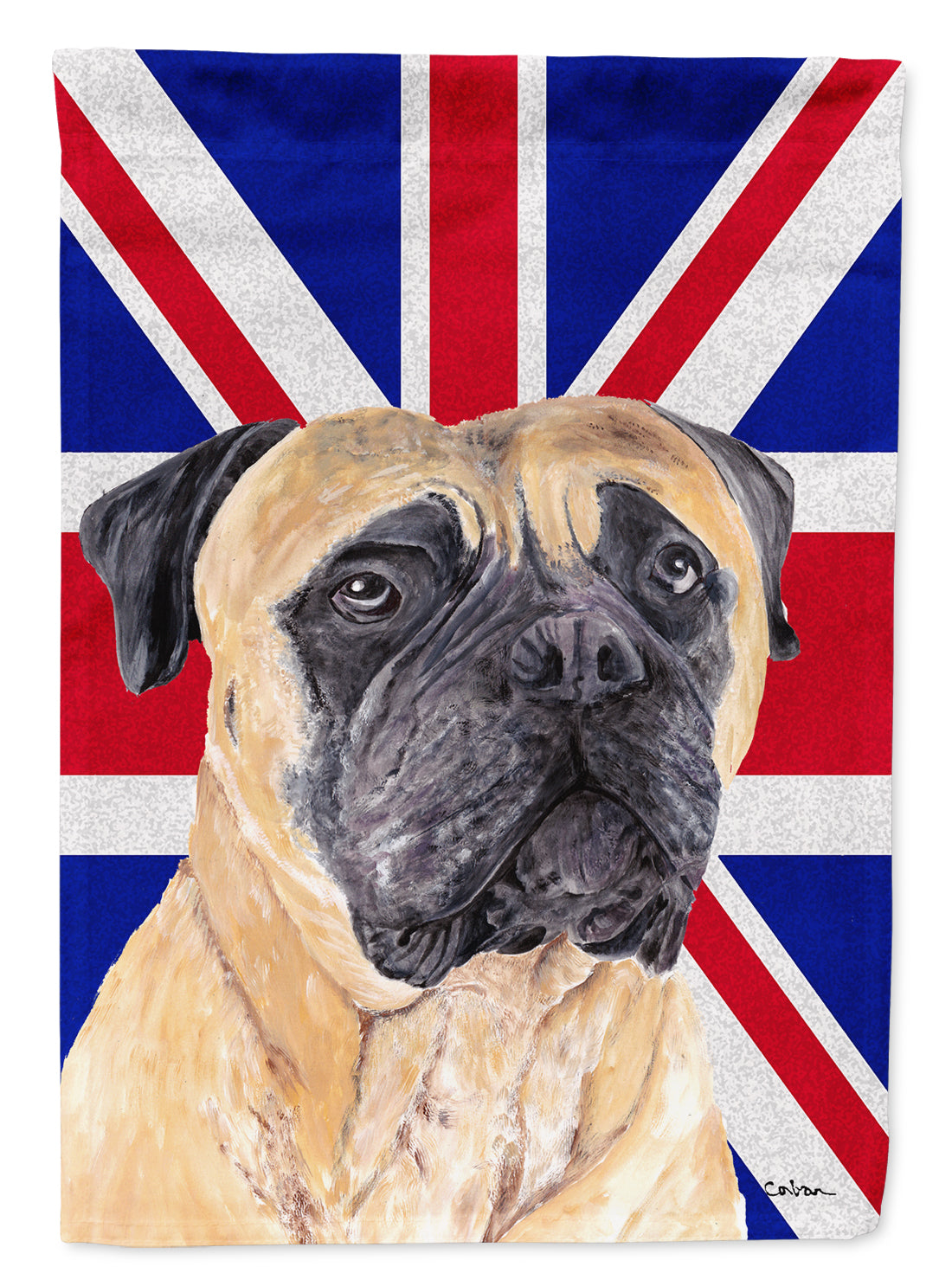 Mastiff with English Union Jack British Flag Flag Canvas House Size SC9842CHF  the-store.com.