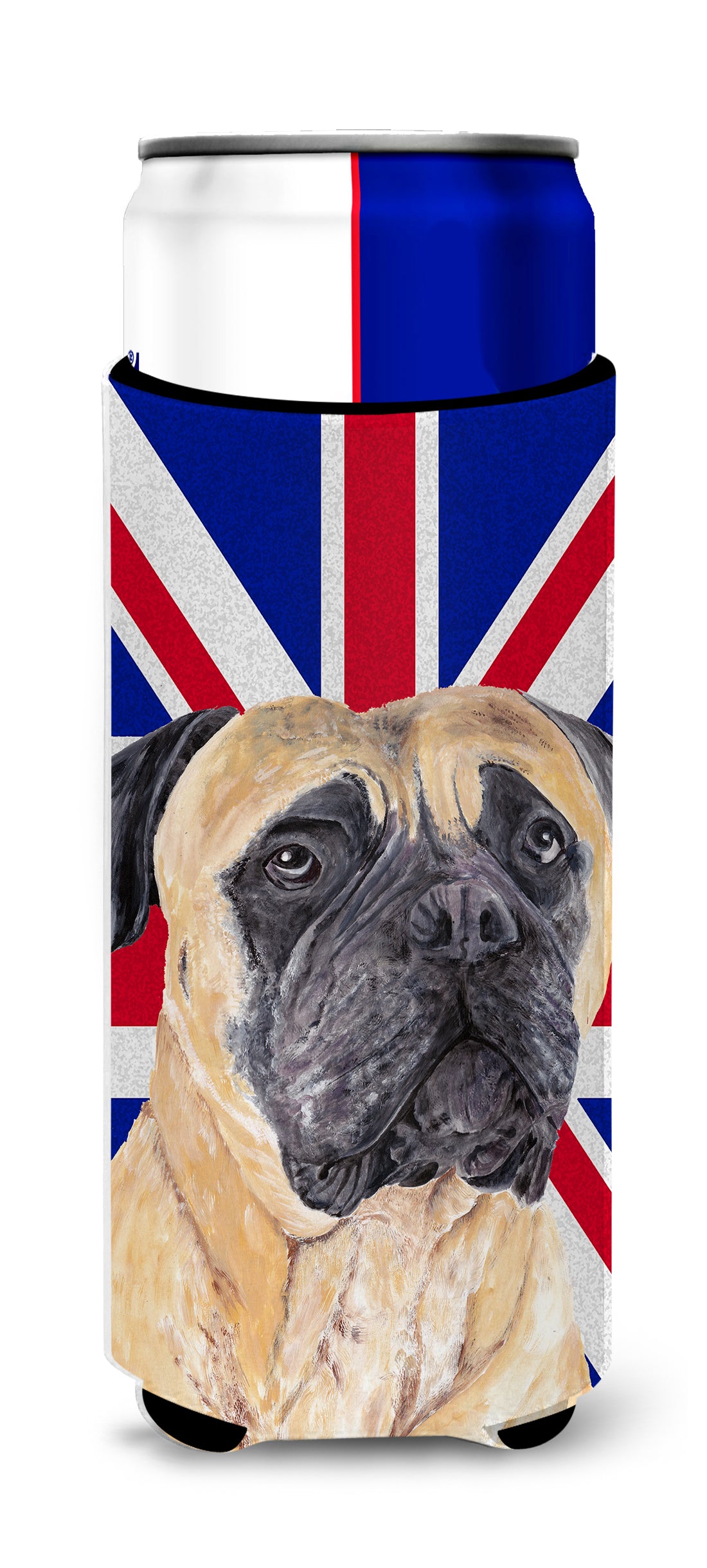 Mastiff with English Union Jack British Flag Ultra Beverage Insulators for slim cans SC9842MUK.