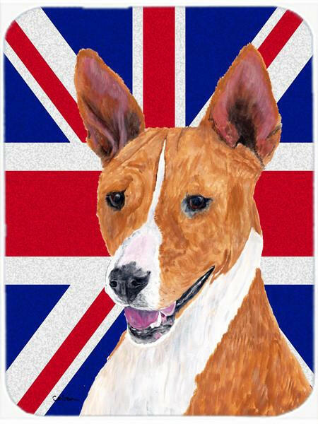 Basenji with English Union Jack British Flag Glass Cutting Board Large Size SC9844LCB by Caroline's Treasures