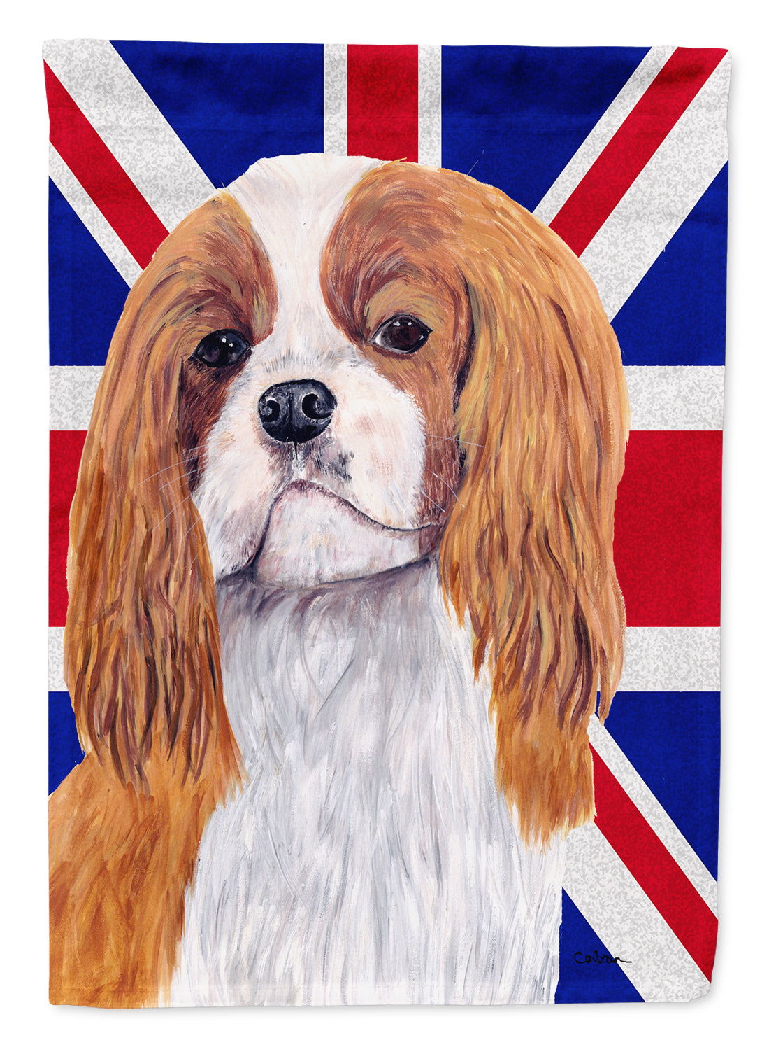 Cavalier Spaniel with English Union Jack British Flag Flag Canvas House Size SC9851CHF  the-store.com.