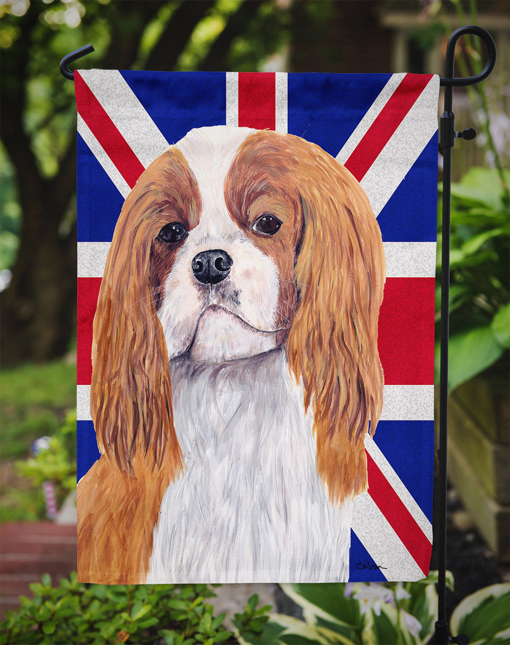 Cavalier Spaniel with English Union Jack British Flag Flag Garden Size SC9851GF  the-store.com.