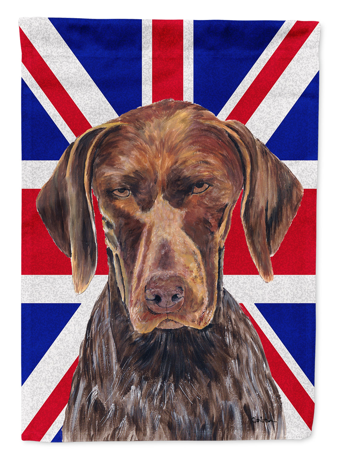 German Shorthaired Pointer with English Union Jack British Flag Flag Canvas House Size SC9852CHF  the-store.com.