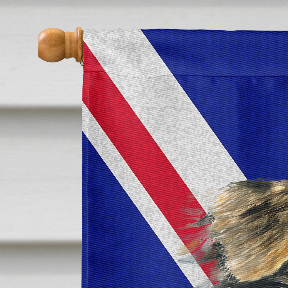 Australian Shepherd with English Union Jack British Flag Flag Canvas House Size SC9854CHF  the-store.com.