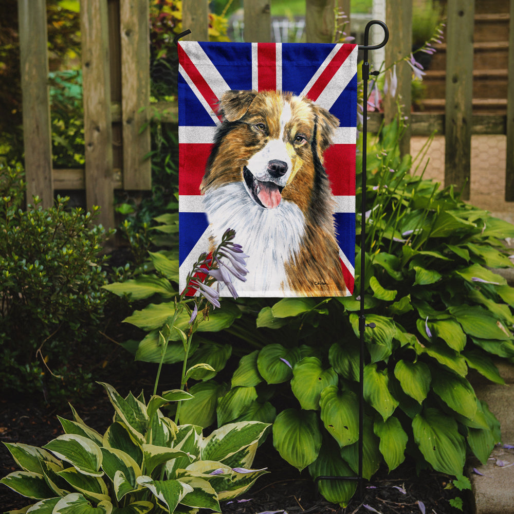 Australian Shepherd with English Union Jack British Flag Flag Garden Size  the-store.com.