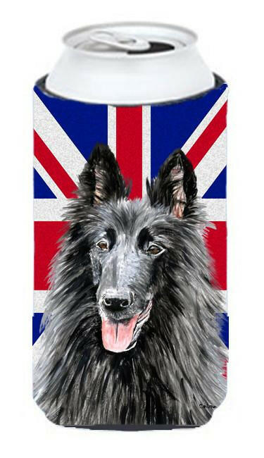 Belgian Sheepdog with English Union Jack British Flag Tall Boy Beverage Insulator Hugger SC9855TBC by Caroline&#39;s Treasures