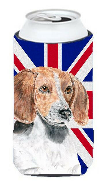 English Foxhound with English Union Jack British Flag Tall Boy Beverage Insulator Hugger SC9858TBC by Caroline&#39;s Treasures