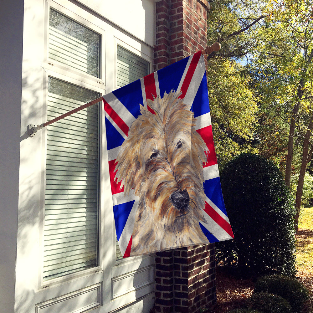 Golden Doodle with English Union Jack British Flag Flag Canvas House Size SC9859CHF  the-store.com.