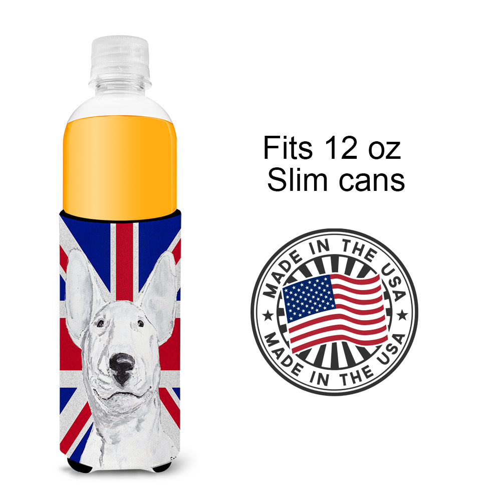 Bull Terrier with English Union Jack British Flag Ultra Beverage Insulators for slim cans SC9860MUK.