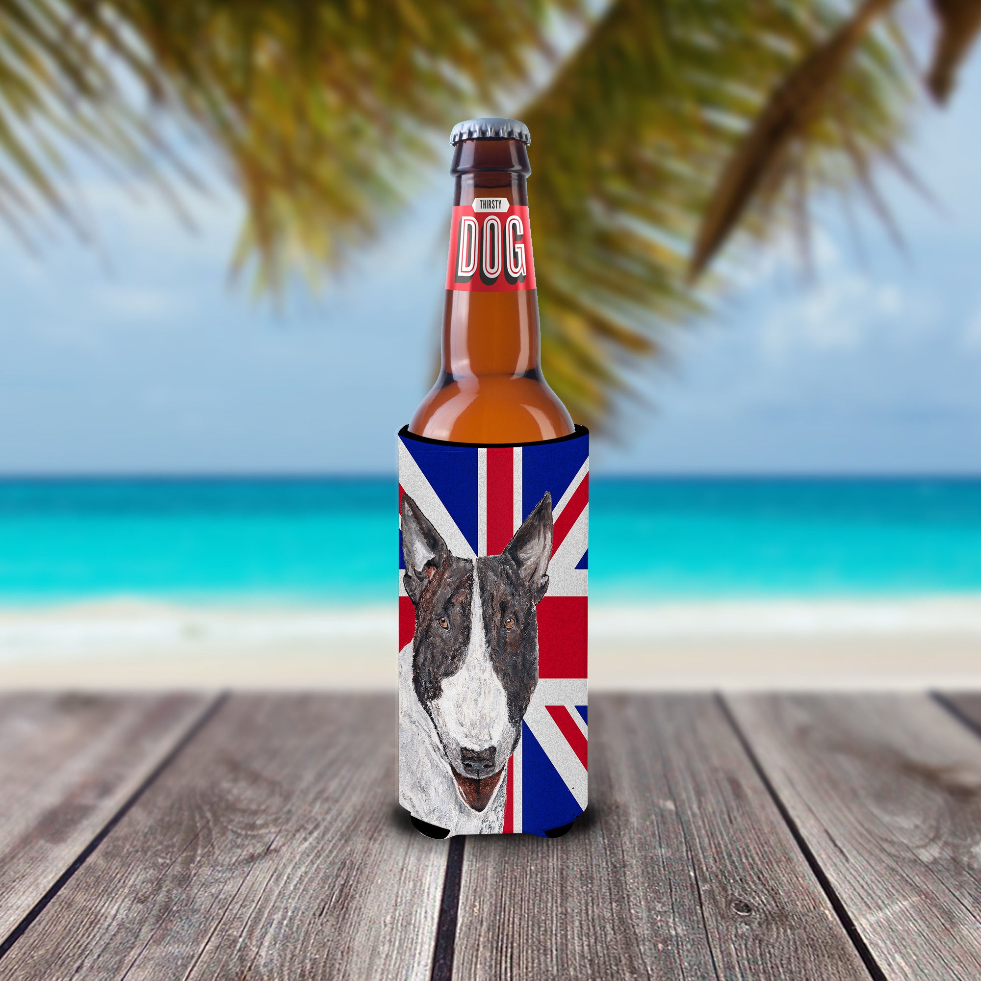 Bull Terrier with Engish Union Jack British Flag Ultra Beverage Insulators for slim cans SC9861MUK.