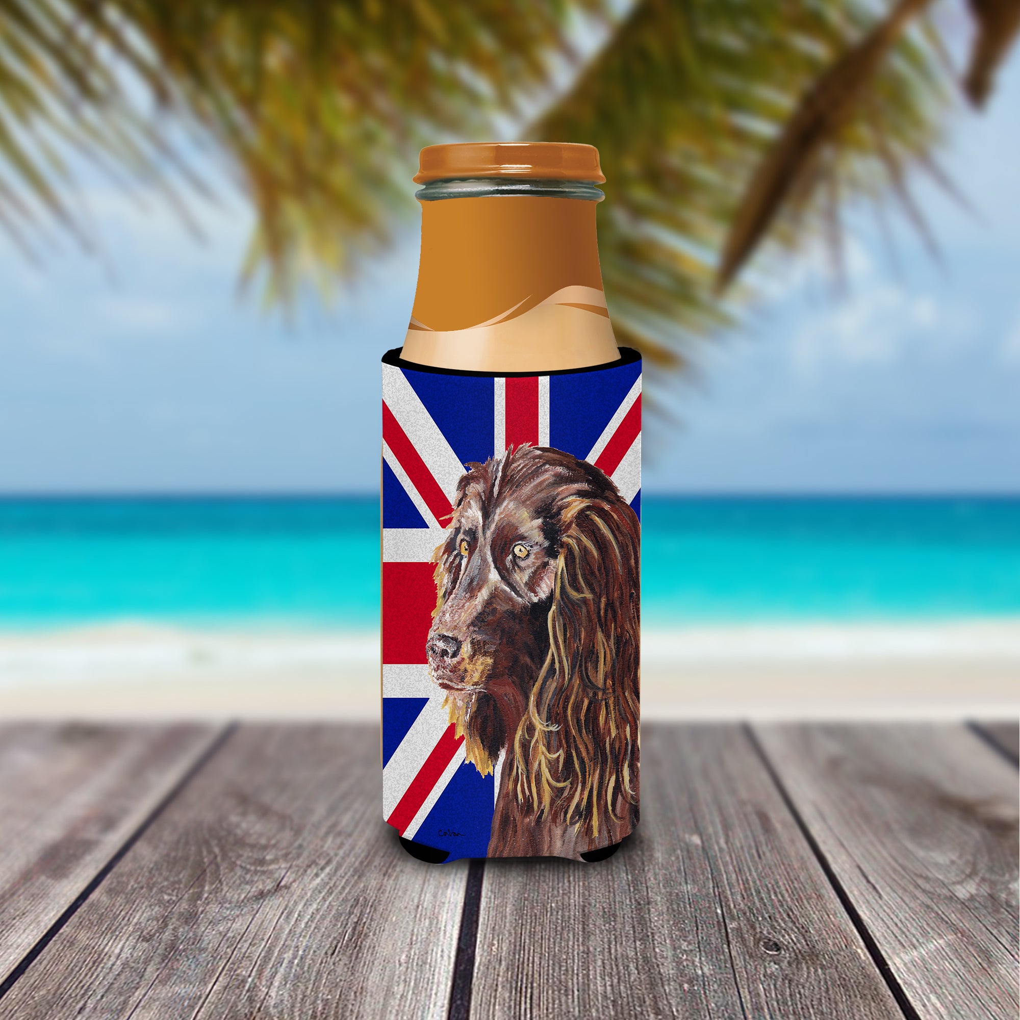 Boykin Spaniel with Engish Union Jack British Flag Ultra Beverage Insulators for slim cans SC9862MUK.