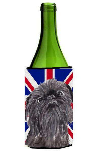 Brussels Griffon with Engish Union Jack British Flag Wine Bottle Beverage Insulator Hugger SC9863LITERK by Caroline&#39;s Treasures