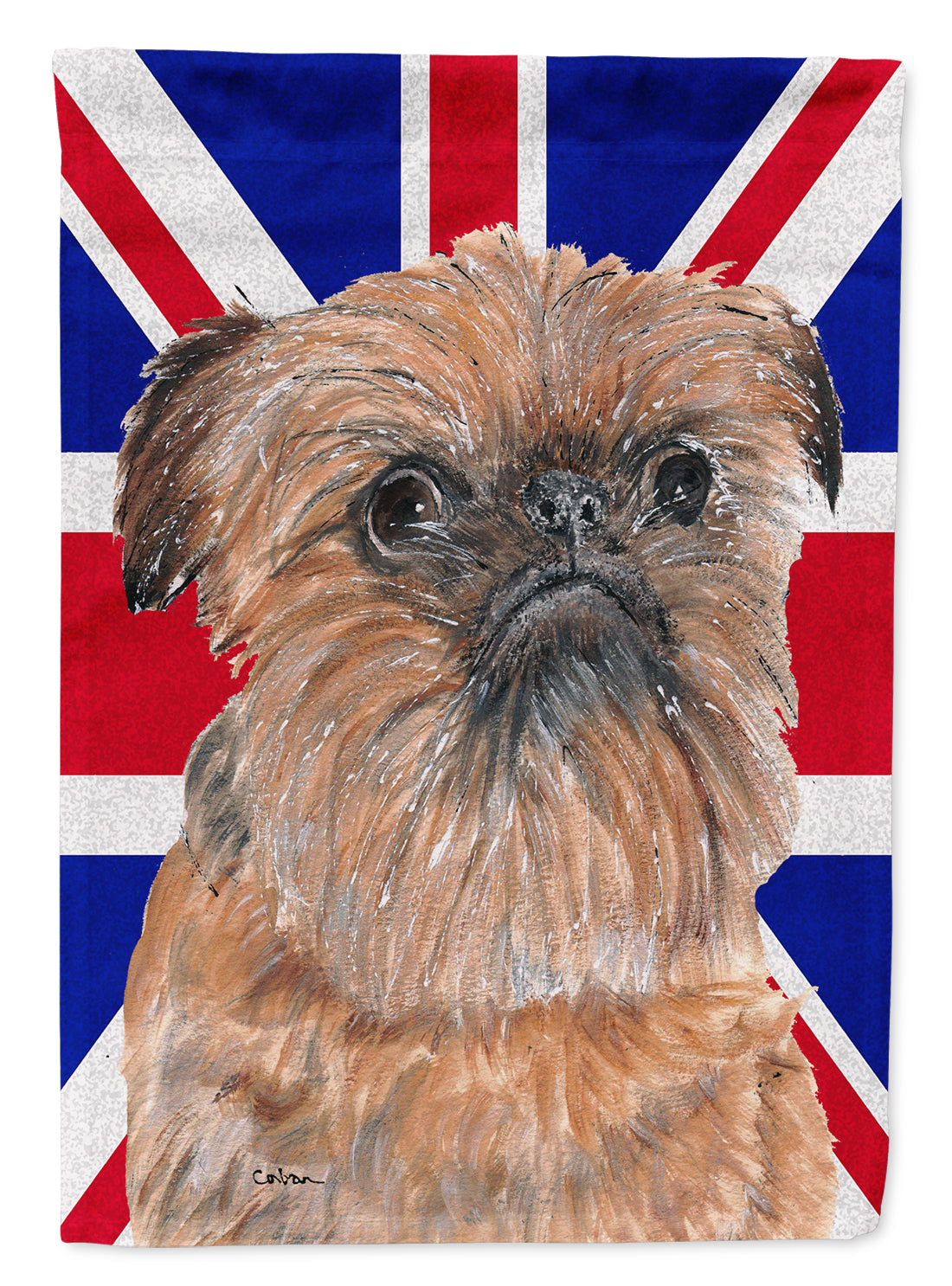 Brussels Griffon with Engish Union Jack British Flag Flag Garden Size  the-store.com.