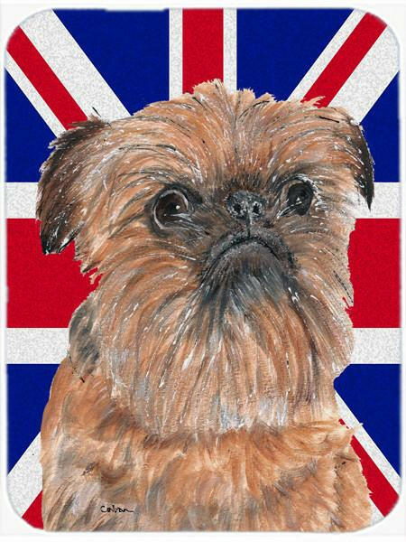 Brussels Griffon with Engish Union Jack British Flag Glass Cutting Board Large Size SC9864LCB by Caroline's Treasures