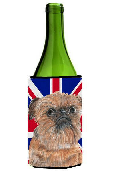 Brussels Griffon with Engish Union Jack British Flag Wine Bottle Beverage Insulator Hugger SC9864LITERK by Caroline's Treasures