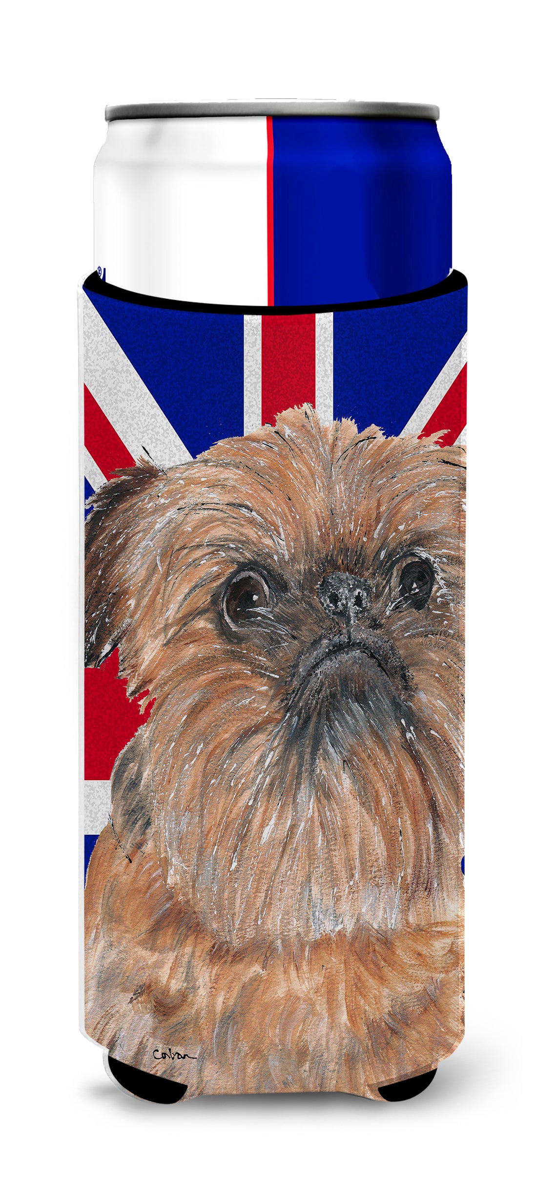 Brussels Griffon with Engish Union Jack British Flag Ultra Beverage Insulators for slim cans SC9864MUK.