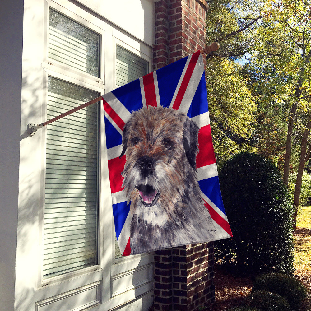 Border Terrier with Engish Union Jack British Flag Flag Canvas House Size SC9865CHF  the-store.com.