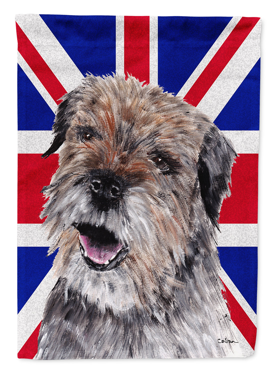 Border Terrier with Engish Union Jack British Flag Flag Garden Size SC9865GF  the-store.com.