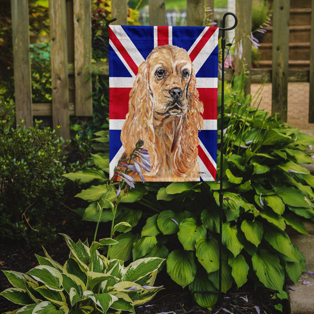 Buff Cocker Spaniel with Engish Union Jack British Flag Flag Garden Size SC9866GF  the-store.com.