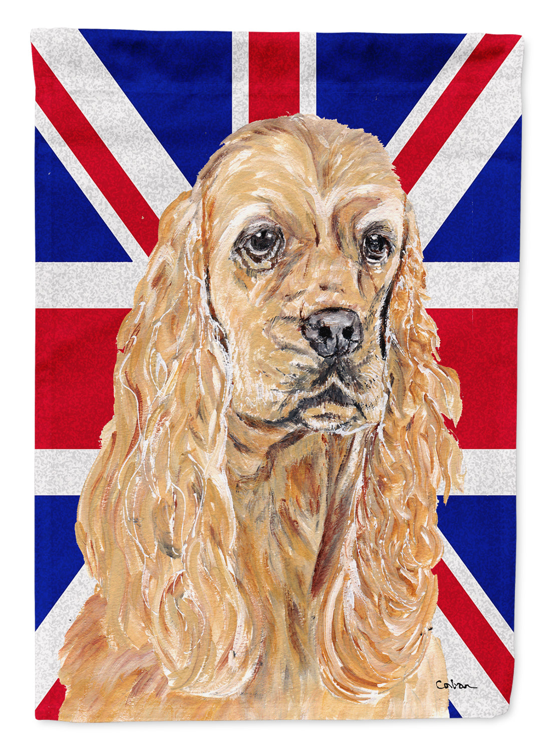 Buff Cocker Spaniel with Engish Union Jack British Flag Flag Garden Size SC9866GF  the-store.com.