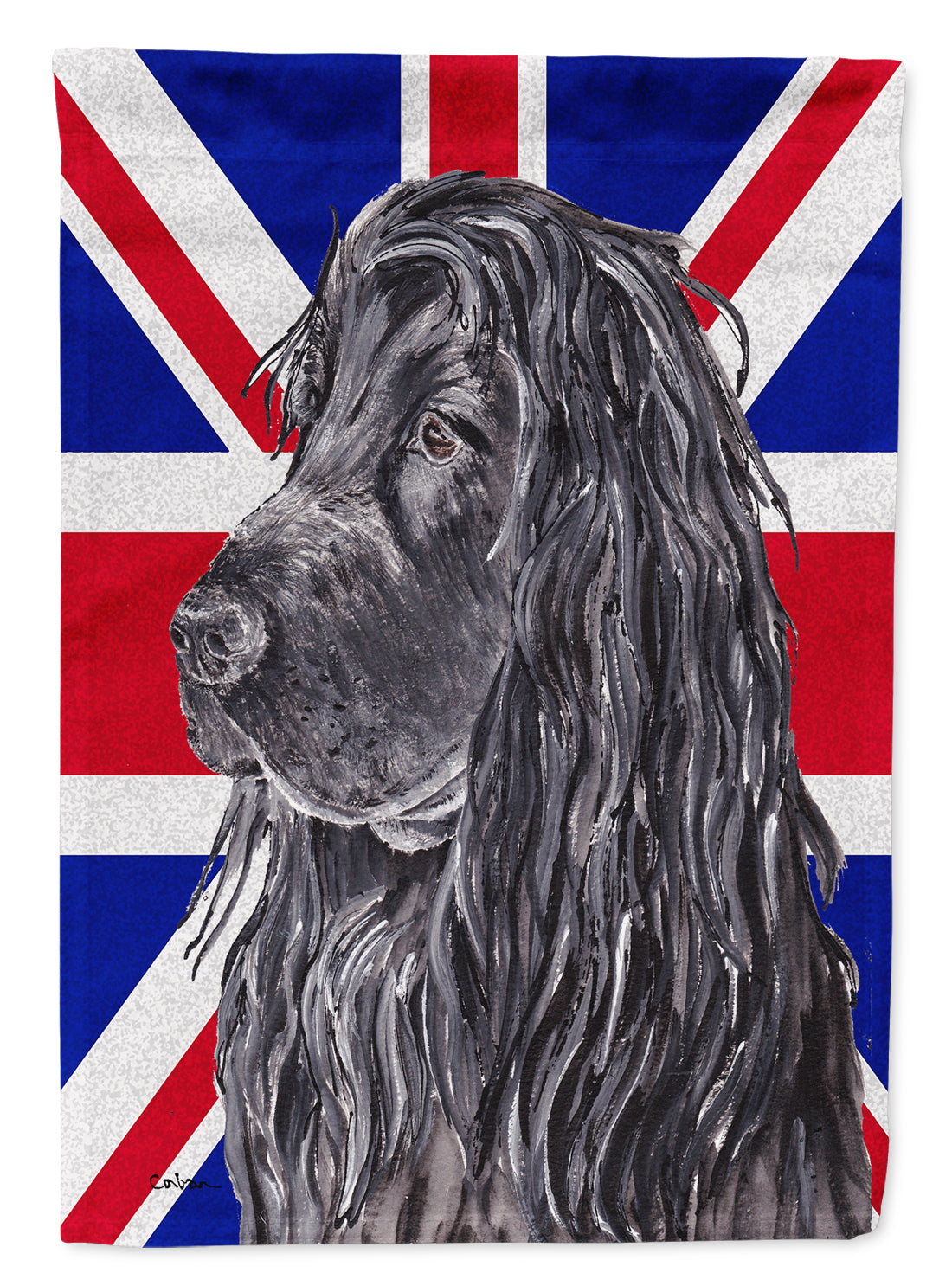 Black Cocker Spaniel with Engish Union Jack British Flag Flag Garden Size SC9867GF  the-store.com.