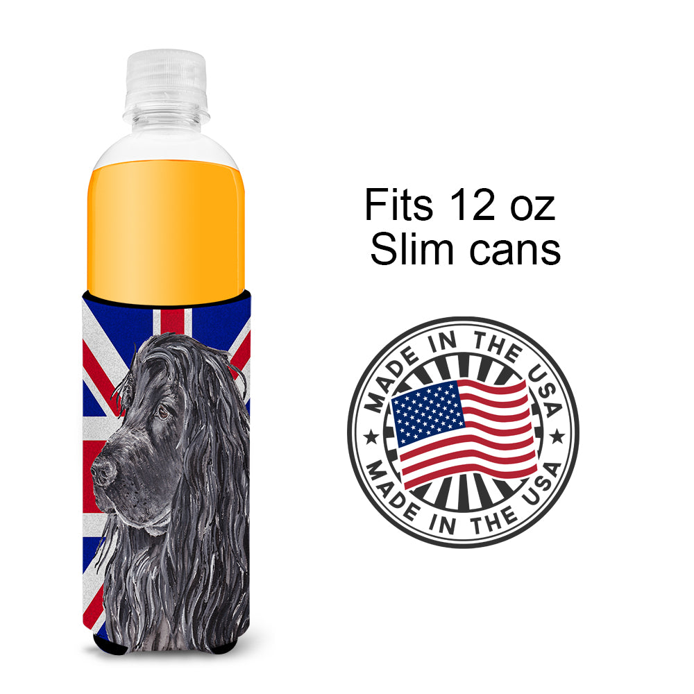 Black Cocker Spaniel with Engish Union Jack British Flag Ultra Beverage Insulators for slim cans SC9867MUK.