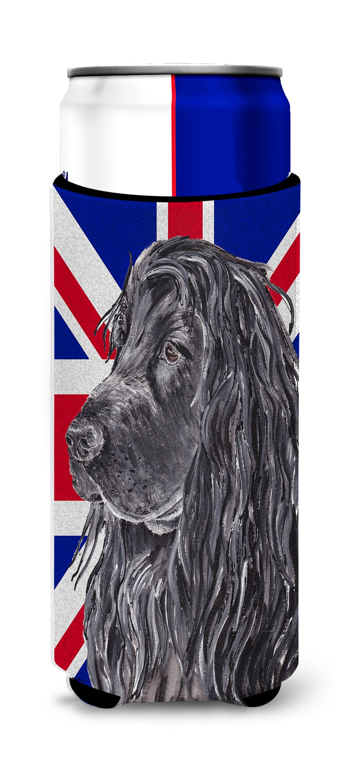 Black Cocker Spaniel with Engish Union Jack British Flag Ultra Beverage Insulators for slim cans SC9867MUK.