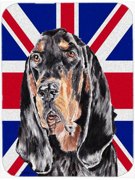 Black and Tan Coonhound with Engish Union Jack British Flag Glass Cutting Board Large Size SC9869LCB by Caroline&#39;s Treasures