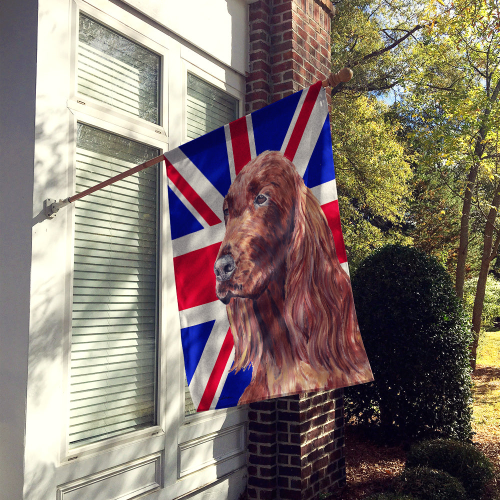 Irish Setter with Engish Union Jack British Flag Flag Canvas House Size SC9870CHF  the-store.com.