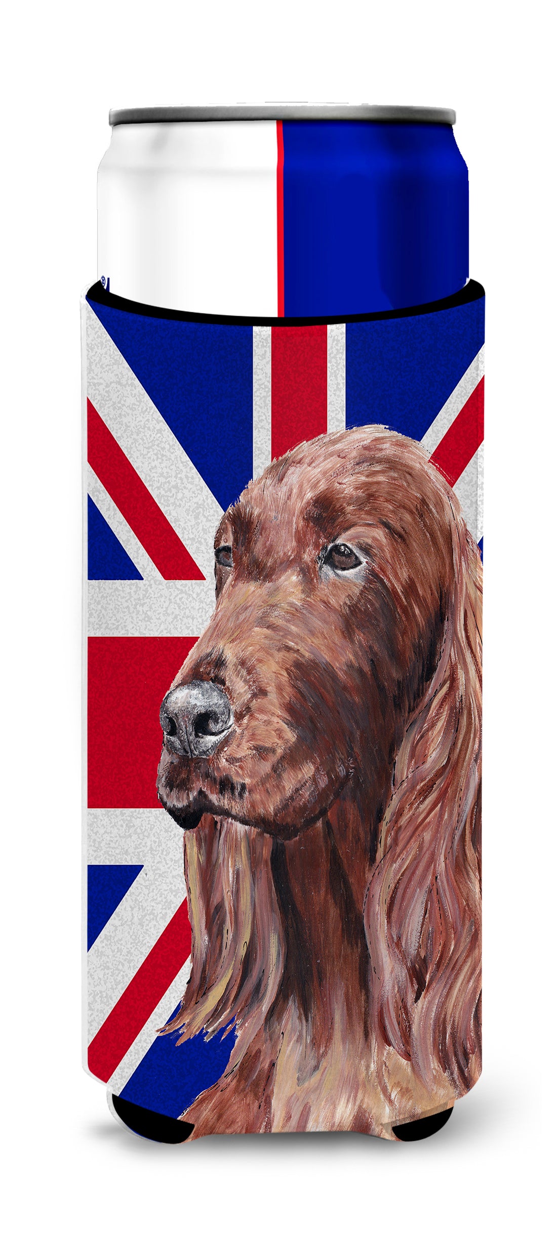 Irish Setter with Engish Union Jack British Flag Ultra Beverage Insulators for slim cans SC9870MUK.