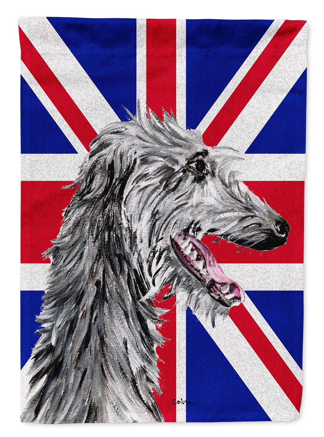 Scottish Deerhound with English Union Jack British Flag Flag Canvas House Size SC9871CHF  the-store.com.