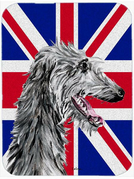 Scottish Deerhound with English Union Jack British Flag Glass Cutting Board Large Size SC9871LCB by Caroline&#39;s Treasures