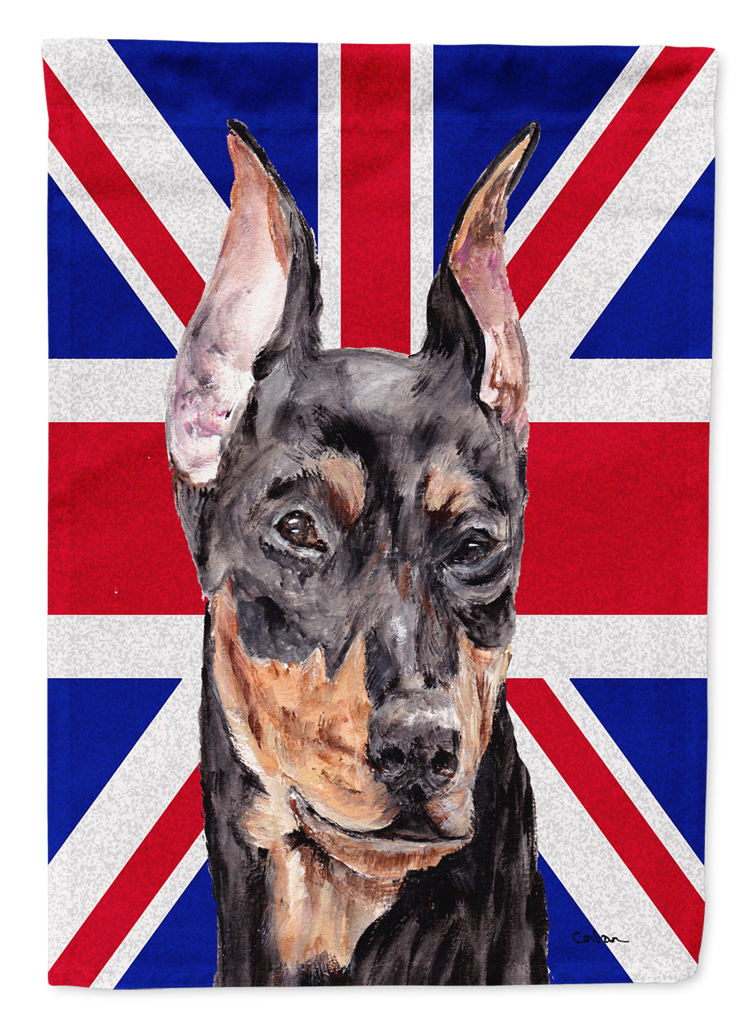 German Pinscher with English Union Jack British Flag Flag Garden Size SC9872GF  the-store.com.