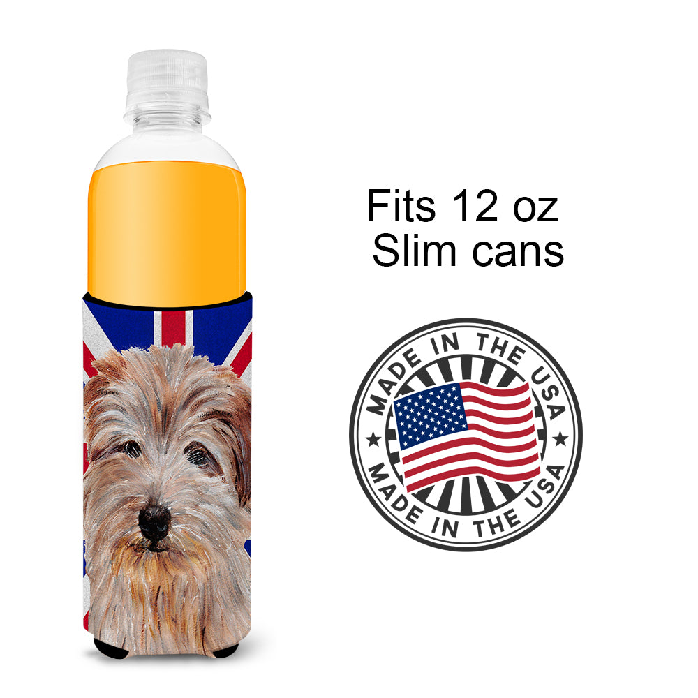 Norfolk Terrier with English Union Jack British Flag Ultra Beverage Insulators for slim cans SC9875MUK.