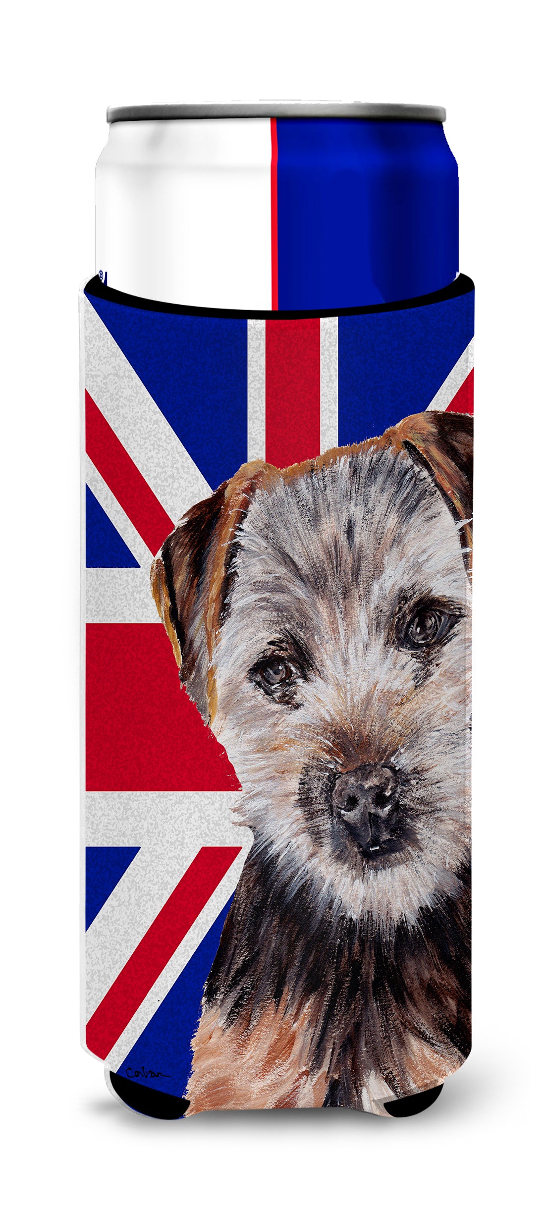 Norfolk Terrier Puppy with English Union Jack British Flag Ultra Beverage Insulators for slim cans SC9876MUK.