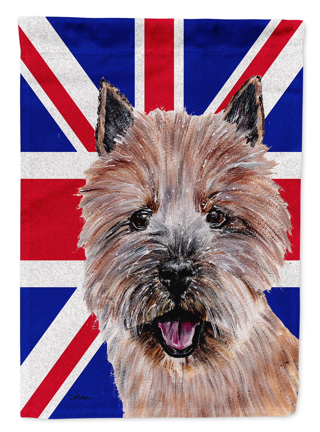 Norwich Terrier with English Union Jack British Flag Flag Canvas House Size SC9877CHF  the-store.com.