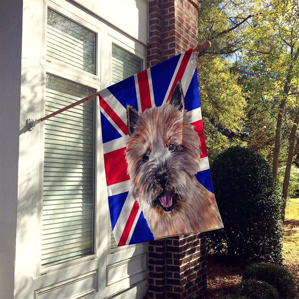 Norwich Terrier with English Union Jack British Flag Flag Canvas House Size SC9877CHF  the-store.com.