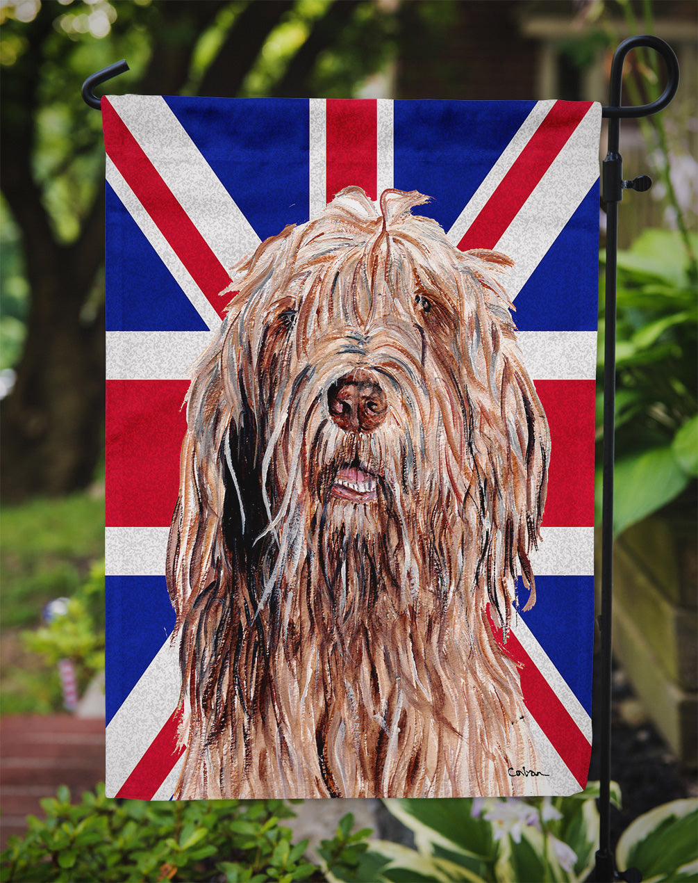 Otterhound with English Union Jack British Flag Flag Garden Size SC9878GF  the-store.com.