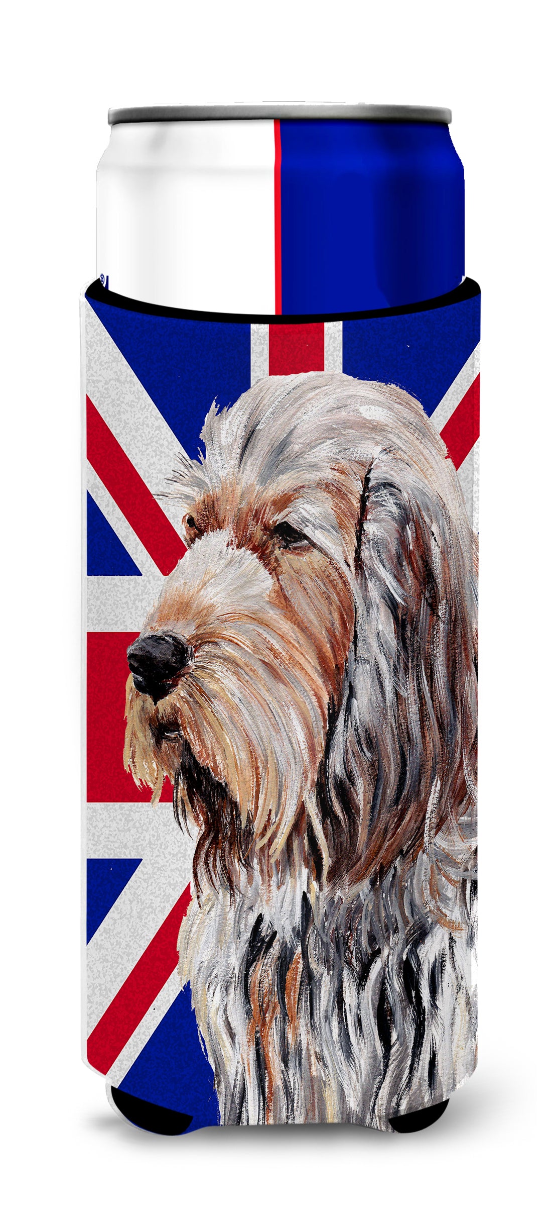 Otterhound with English Union Jack British Flag Ultra Beverage Insulators for slim cans SC9879MUK.