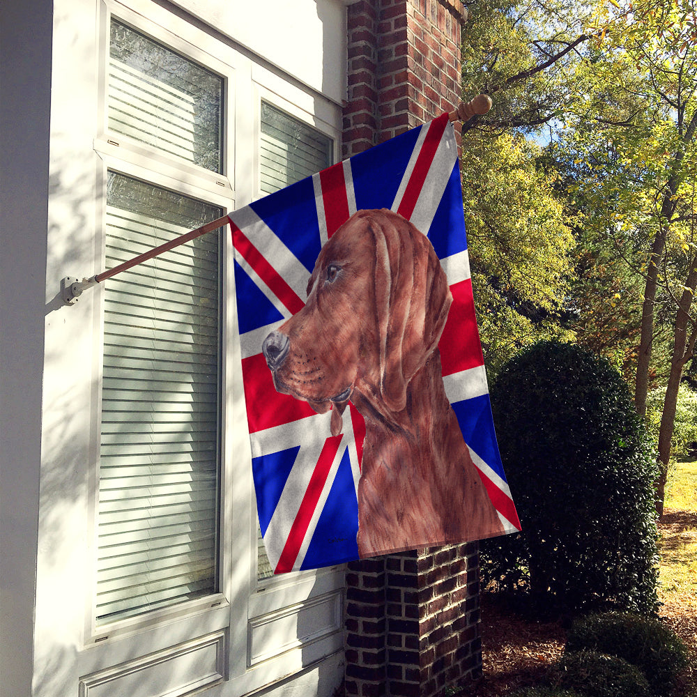 Redbone Coonhound with English Union Jack British Flag Flag Canvas House Size SC9880CHF  the-store.com.