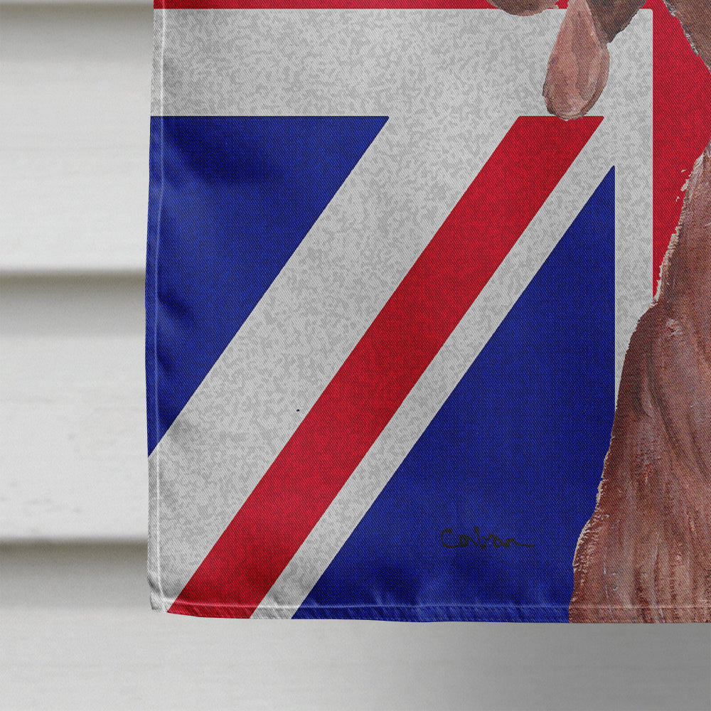 Redbone Coonhound with English Union Jack British Flag Flag Canvas House Size SC9880CHF  the-store.com.