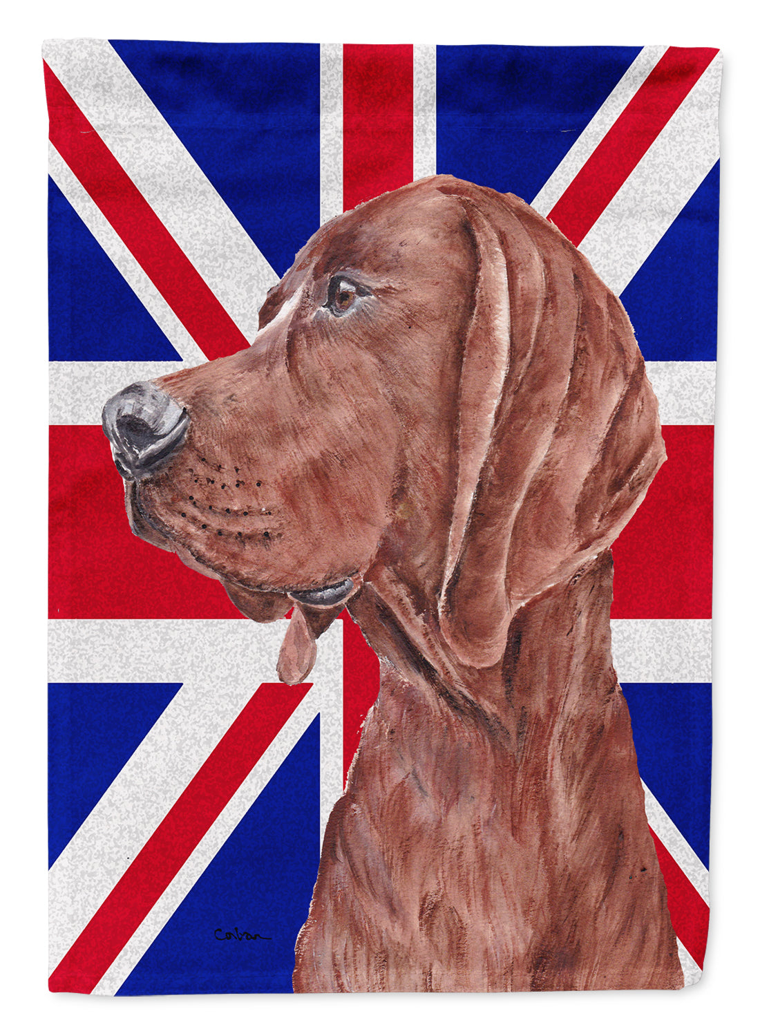 Redbone Coonhound with English Union Jack British Flag Flag Garden Size SC9880GF  the-store.com.