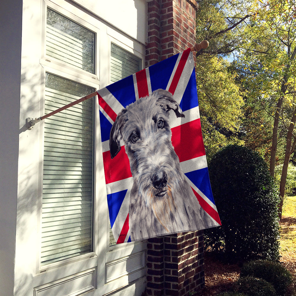 Scottish Deerhound with English Union Jack British Flag Flag Canvas House Size SC9881CHF  the-store.com.